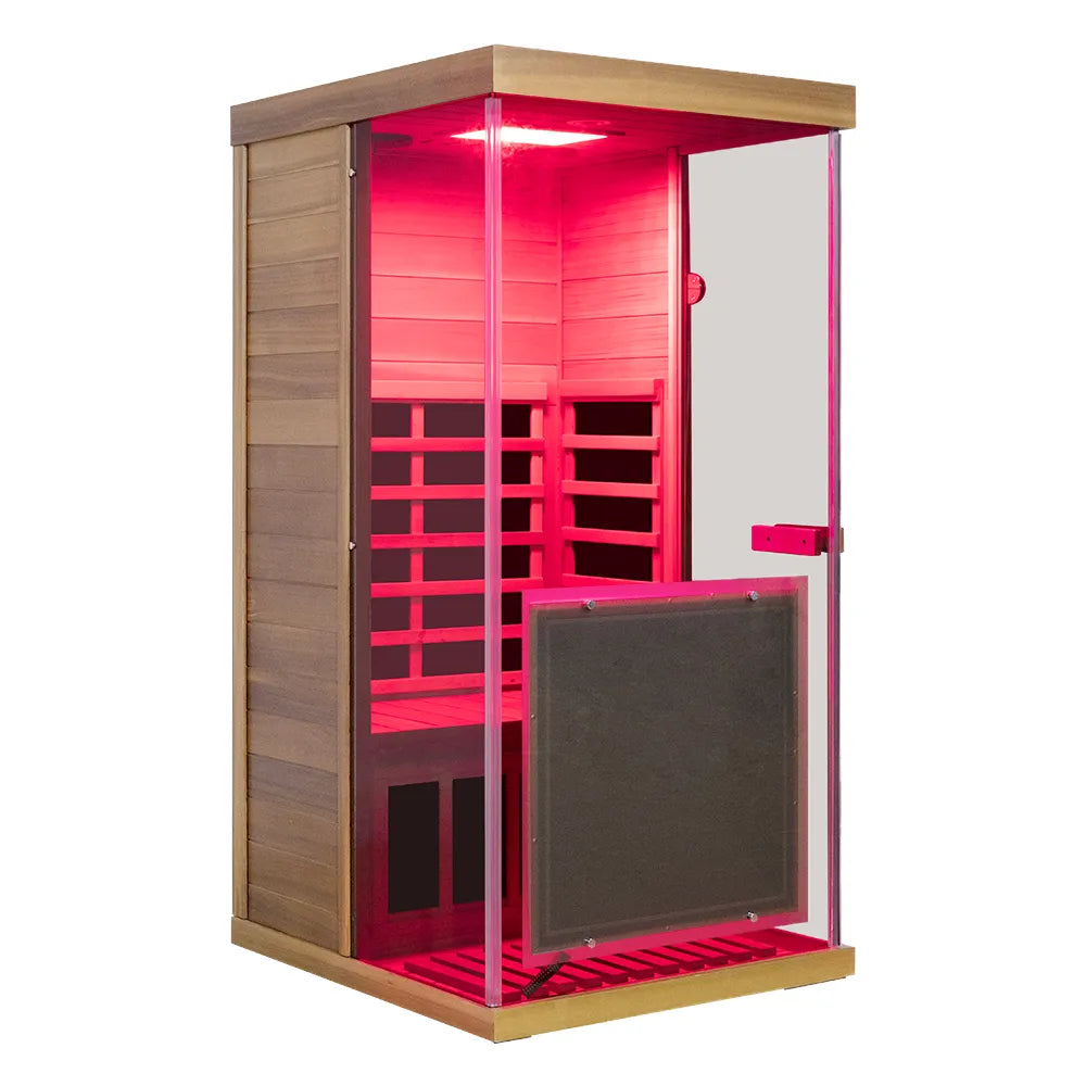 909MX 1-Person Full Spectrum Near Zero EMF Indoor Infrared Sauna with Red Light Therapy