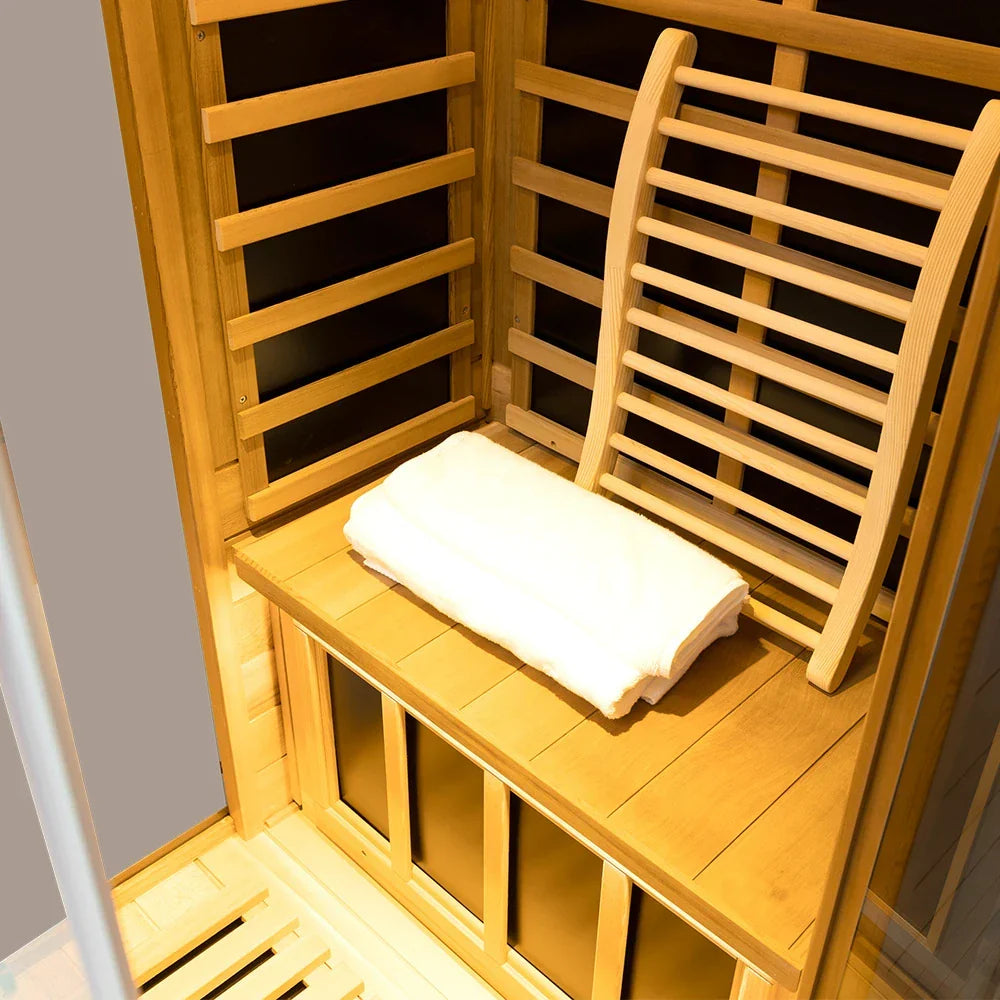 909MX 1-Person Full Spectrum Near Zero EMF Indoor Infrared Sauna with Red Light Therapy