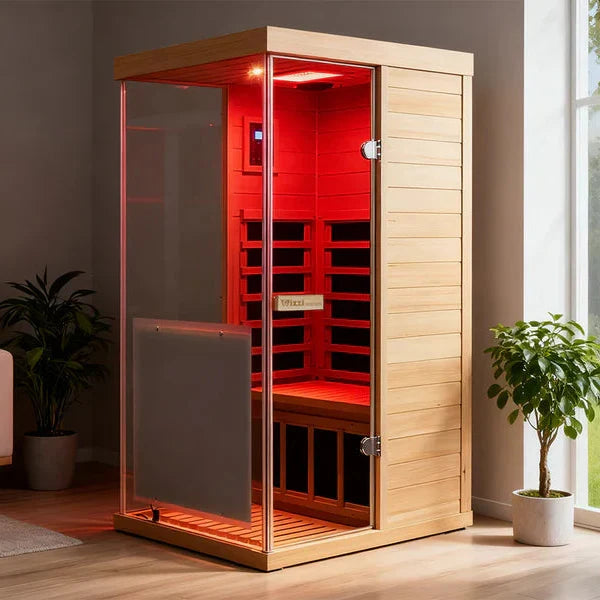 909MX 1-Person Full Spectrum Near Zero EMF Indoor Infrared Sauna with Red Light Therapy