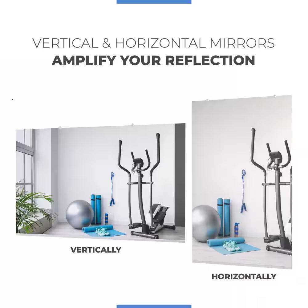 Large Fitness Center Mirror 1/4 In. Thick, Safety-Backed, 48 In. W X 60 In. H