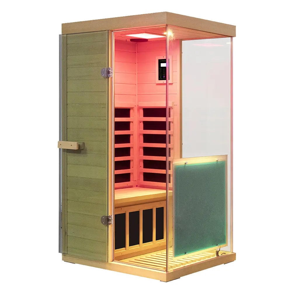 909MX 1-Person Full Spectrum Near Zero EMF Indoor Infrared Sauna with Red Light Therapy