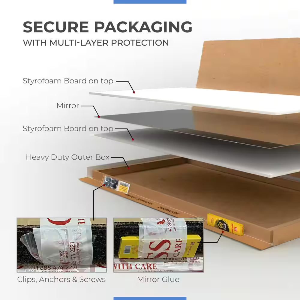 Large Fitness Center Mirror 1/4 In. Thick, Safety-Backed, 48 In. W X 60 In. H