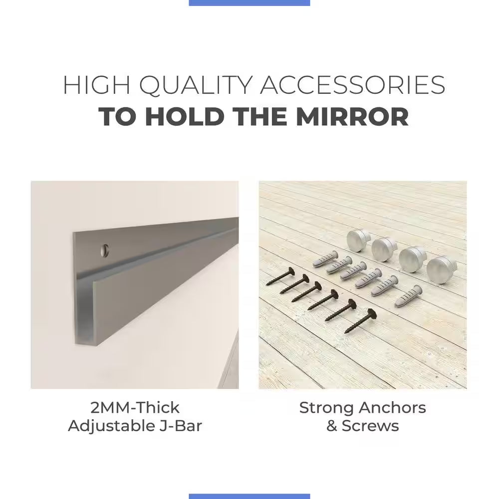 Large Fitness Center Mirror 1/4 In. Thick, Safety-Backed, 48 In. W X 60 In. H