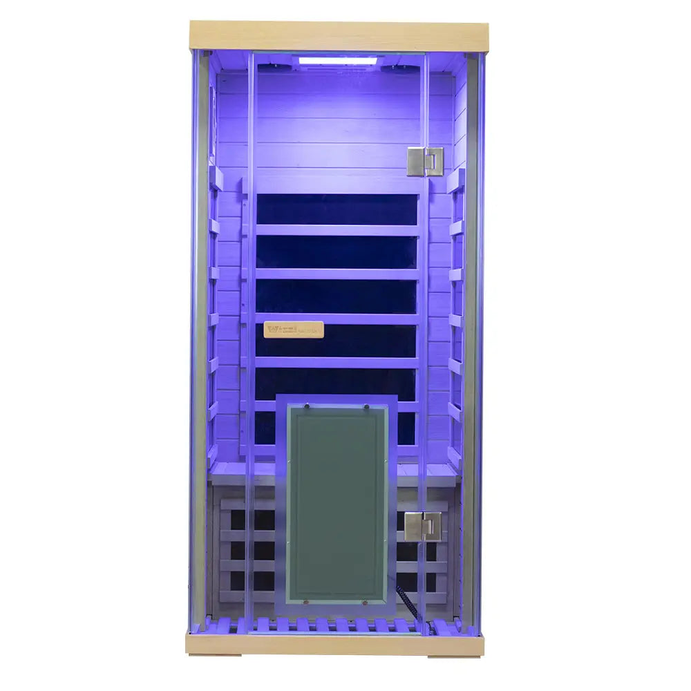 S01 1-Person Full Spectrum Near Zero EMF Indoor Infrared Sauna with Red Light Therapy