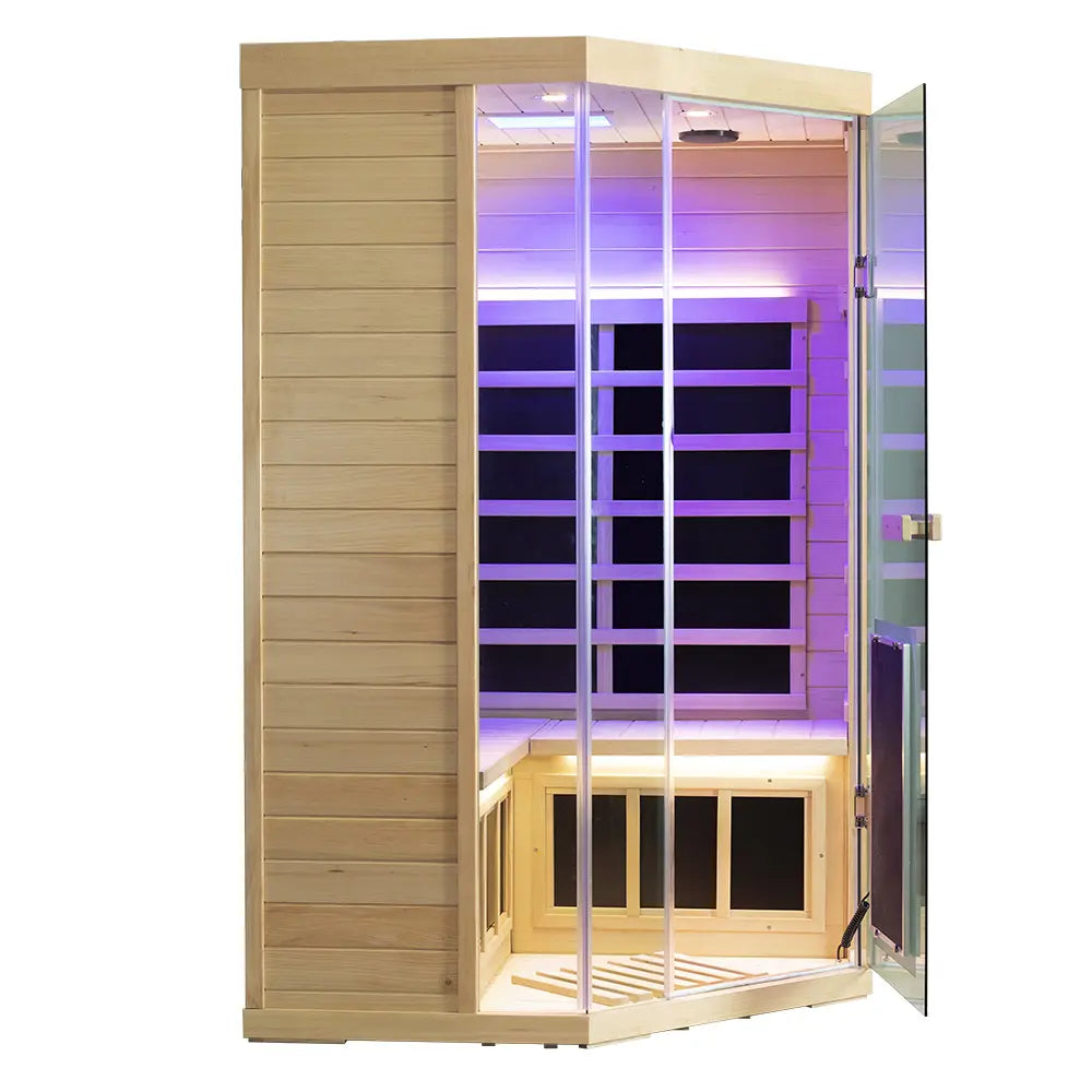S07 2–3 Person Full Spectrum Near Zero EMF Indoor Infrared Sauna with Red Light Therapy