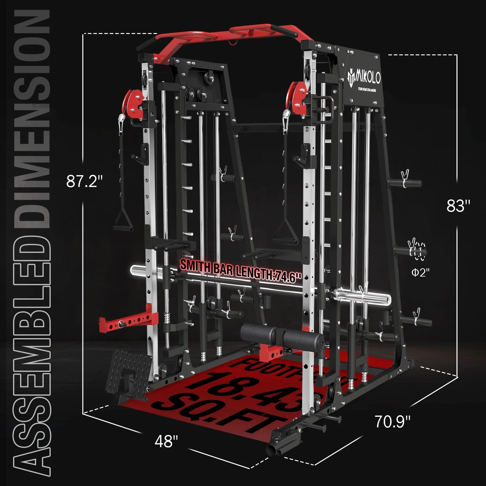 All-in-One Home Gym Power Rack with Smith Machine, Cable Crossover, and Weight Bench (2,200 lb Capacity)