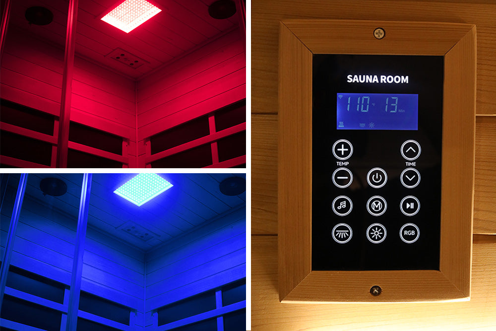S07 2–3 Person Full Spectrum Near Zero EMF Indoor Infrared Sauna with Red Light Therapy