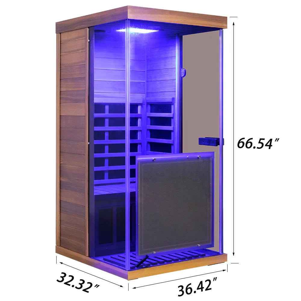909MX 1-Person Full Spectrum Near Zero EMF Indoor Infrared Sauna with Red Light Therapy