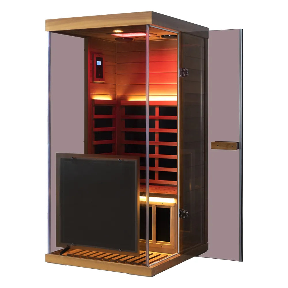 909MX 1-Person Full Spectrum Near Zero EMF Indoor Infrared Sauna with Red Light Therapy