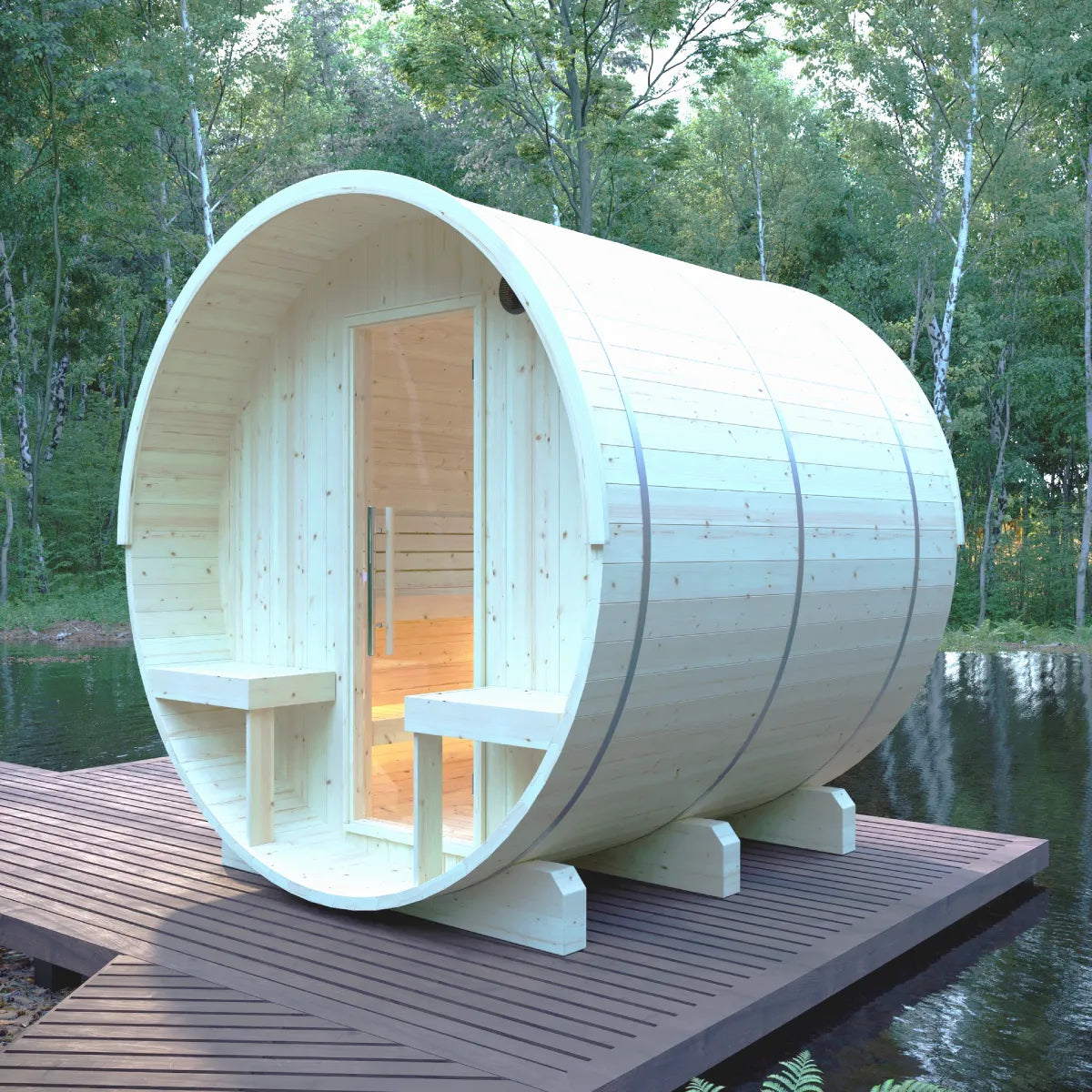 Helsinki Barrel Sauna with Terrace and WiFi Heater