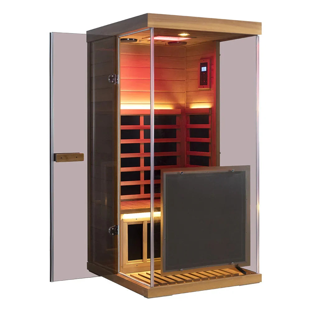 909MX 1-Person Full Spectrum Near Zero EMF Indoor Infrared Sauna with Red Light Therapy
