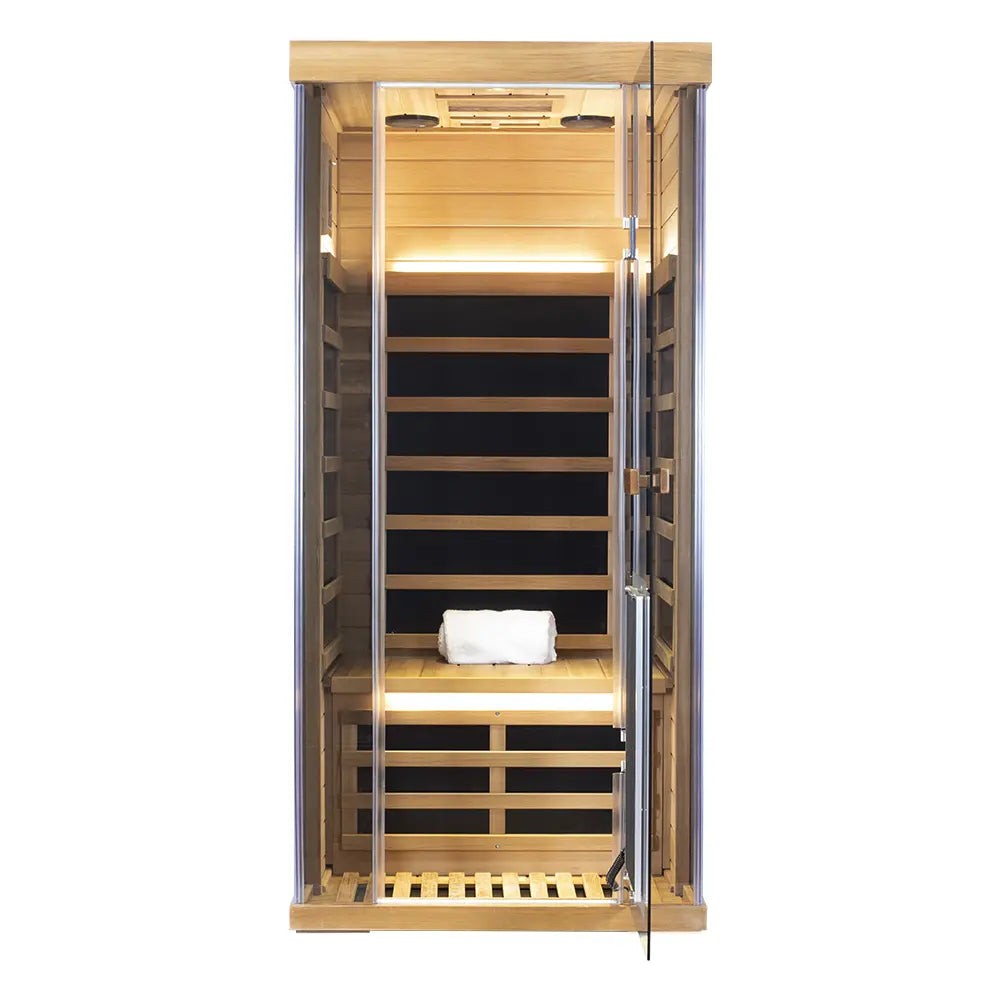 S01 1-Person Full Spectrum Near Zero EMF Indoor Infrared Sauna with Red Light Therapy