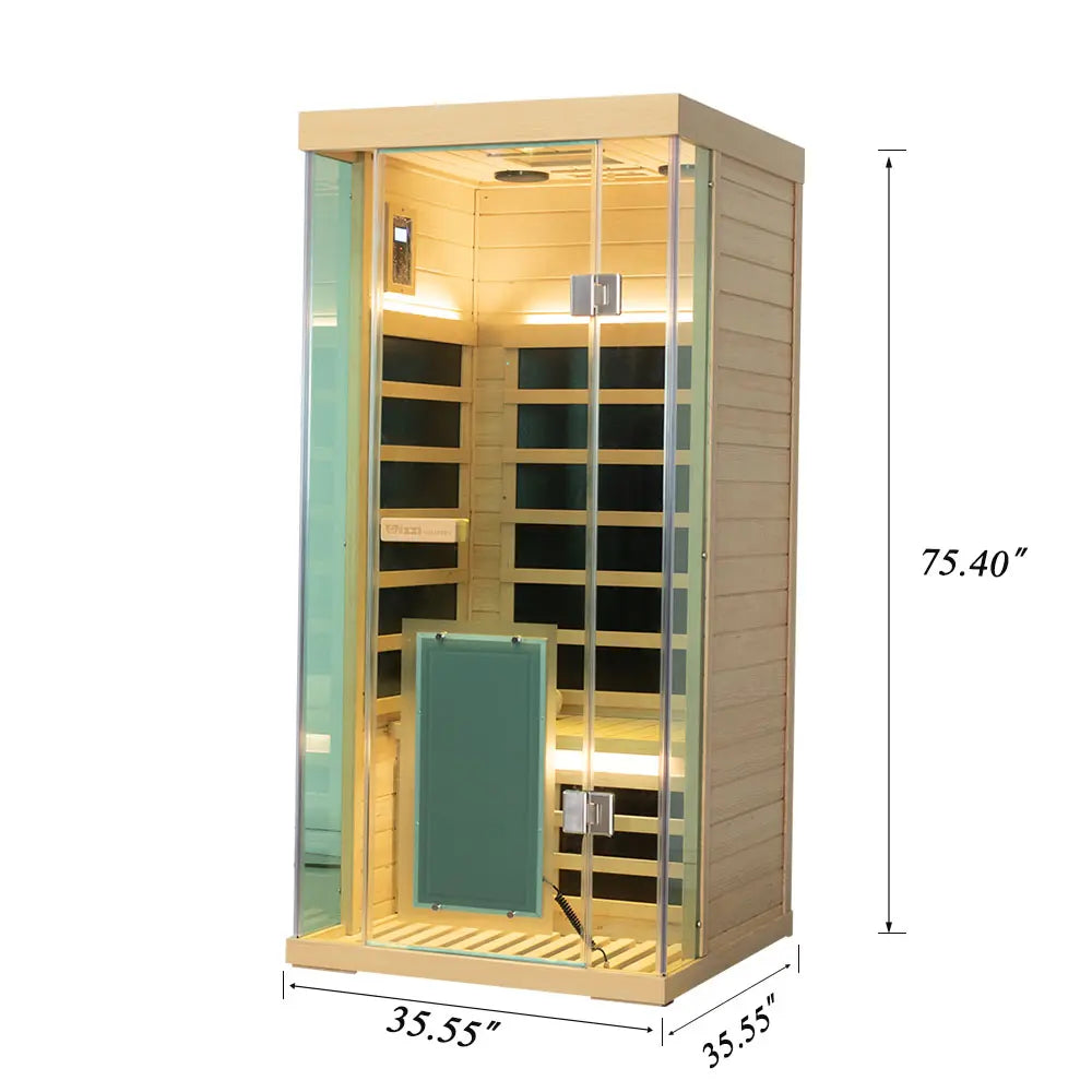 S01 1-Person Full Spectrum Near Zero EMF Indoor Infrared Sauna with Red Light Therapy
