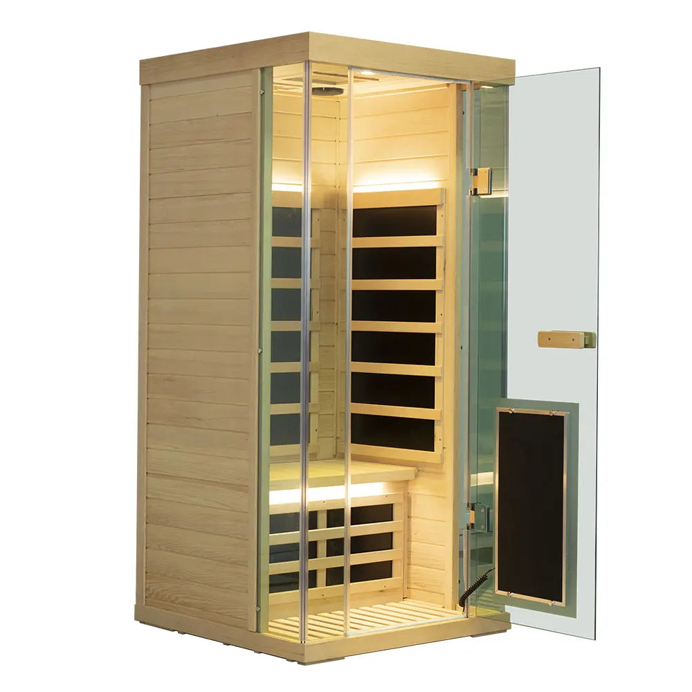 S01 1-Person Full Spectrum Near Zero EMF Indoor Infrared Sauna with Red Light Therapy