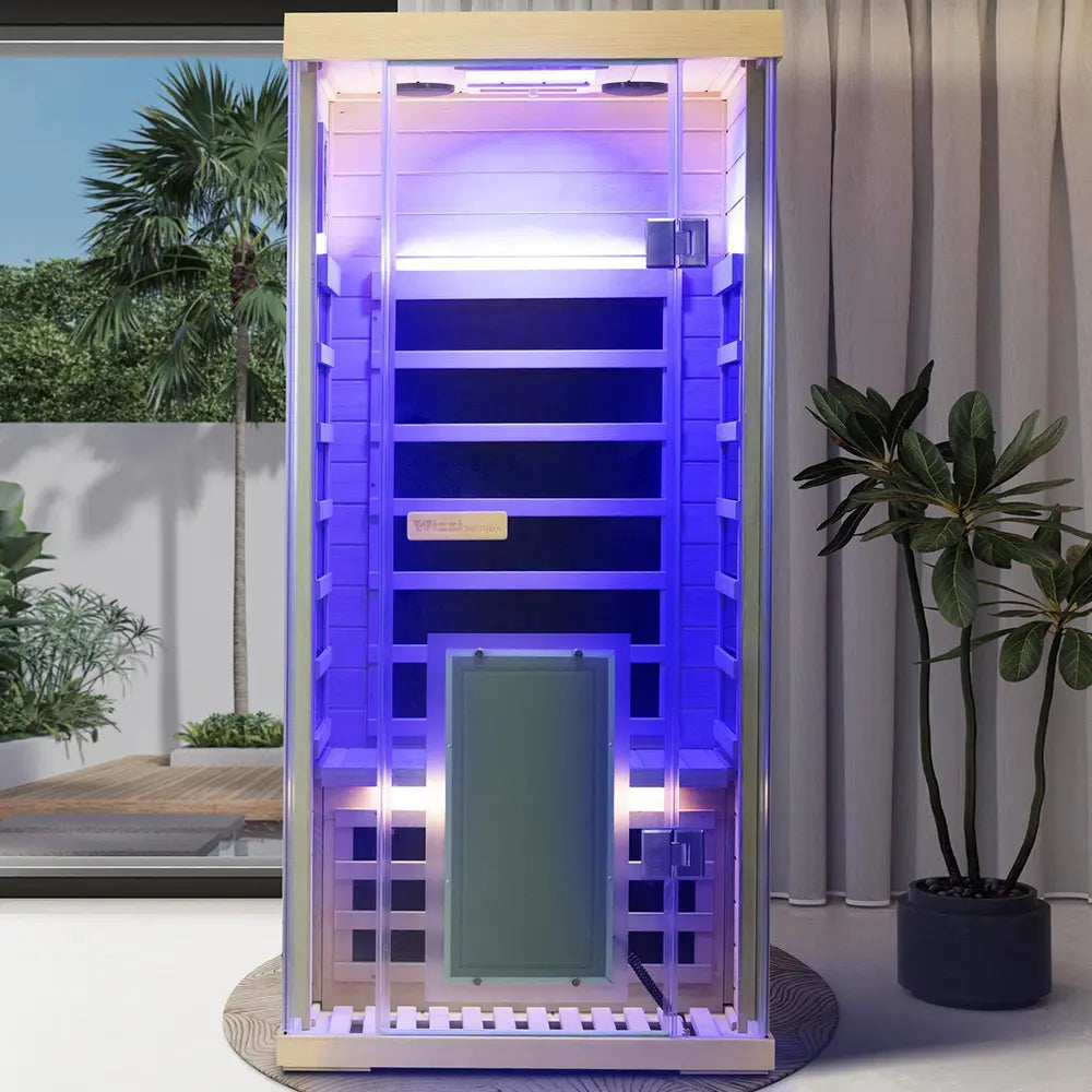 S01 1-Person Full Spectrum Near Zero EMF Indoor Infrared Sauna with Red Light Therapy