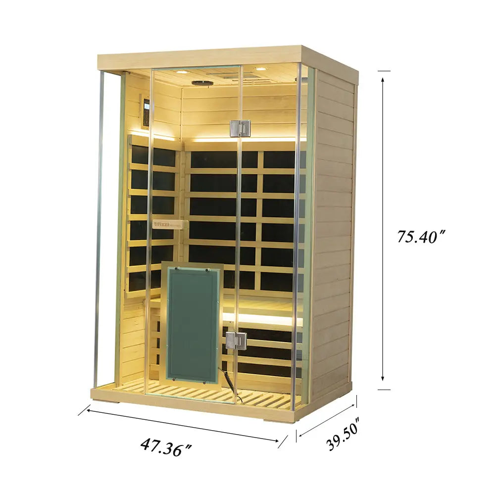 S02 2-Person Full Spectrum Near Zero EMF Indoor Infrared Sauna with Red Light Therapy