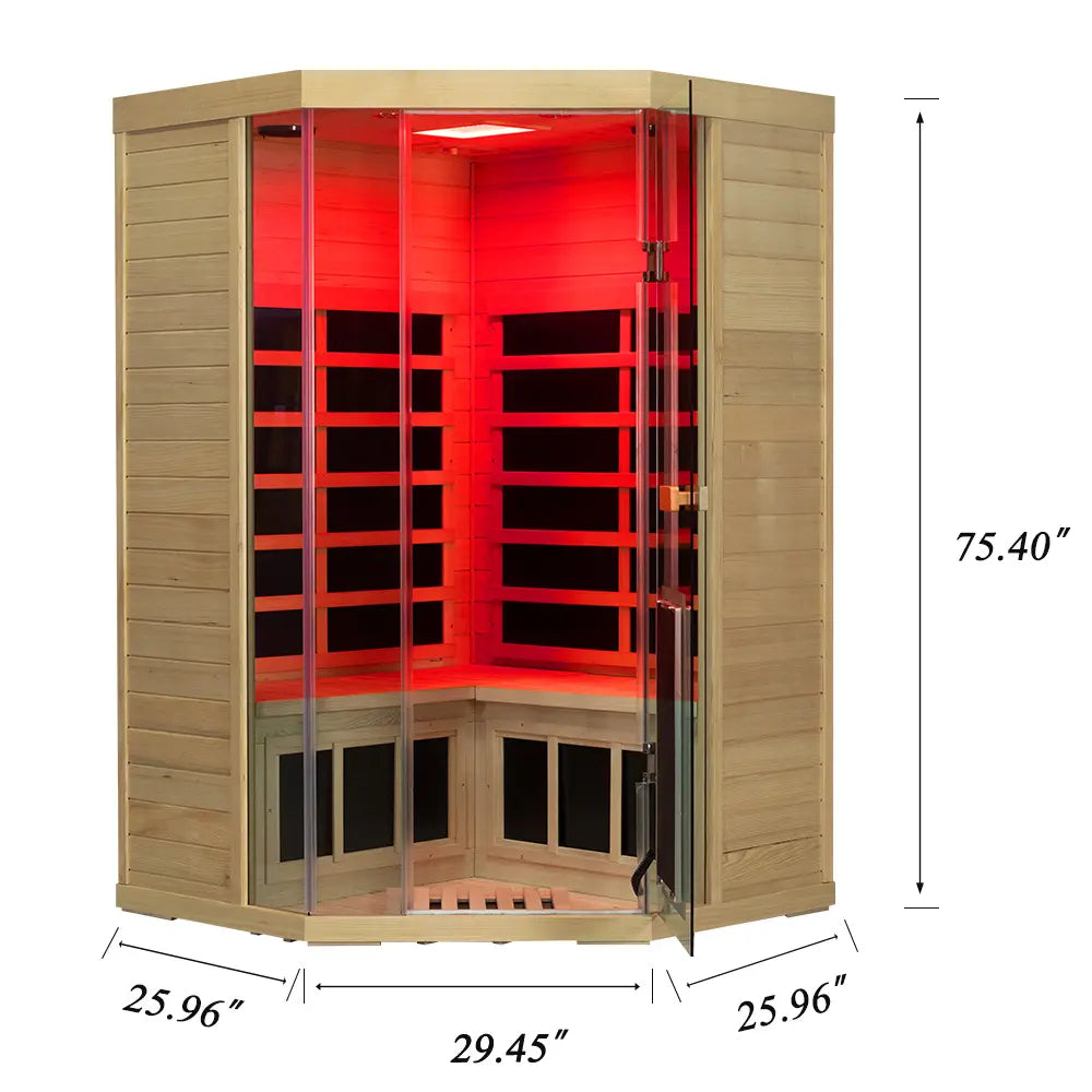 S07 2–3 Person Full Spectrum Near Zero EMF Indoor Infrared Sauna with Red Light Therapy